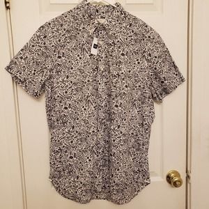 GAP Aztec Hawaiian Pineapple Short Sleeve Button T Shirt White L Mens